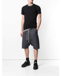 schwarzes T-Shirt mit einem Rundhalsausschnitt von Rick Owens