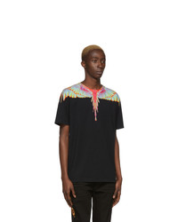 schwarzes T-Shirt mit einem Rundhalsausschnitt von Marcelo Burlon County of Milan