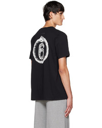 schwarzes T-Shirt mit einem Rundhalsausschnitt von MM6 MAISON MARGIELA