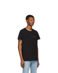 schwarzes T-Shirt mit einem Rundhalsausschnitt von Balmain