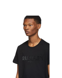 schwarzes T-Shirt mit einem Rundhalsausschnitt von Balmain