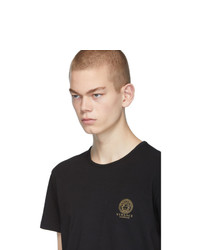 schwarzes T-Shirt mit einem Rundhalsausschnitt von Versace Underwear