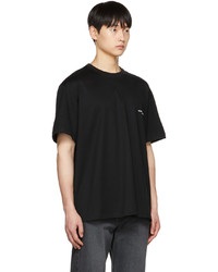 schwarzes T-Shirt mit einem Rundhalsausschnitt von Wooyoungmi