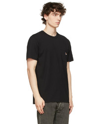 schwarzes T-Shirt mit einem Rundhalsausschnitt von MAISON KITSUNÉ