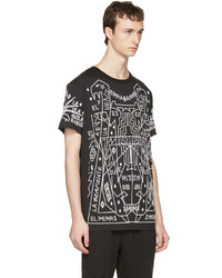 schwarzes T-Shirt mit einem Rundhalsausschnitt von Marcelo Burlon County of Milan