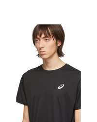 schwarzes T-Shirt mit einem Rundhalsausschnitt von Asics