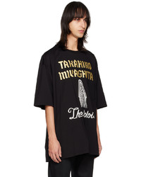 schwarzes T-Shirt mit einem Rundhalsausschnitt von TAKAHIROMIYASHITA TheSoloist.