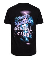 schwarzes T-Shirt mit einem Rundhalsausschnitt von Anti Social Social Club