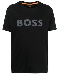 schwarzes T-Shirt mit einem Rundhalsausschnitt von BOSS