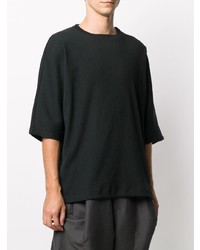 schwarzes T-Shirt mit einem Rundhalsausschnitt von Issey Miyake Men