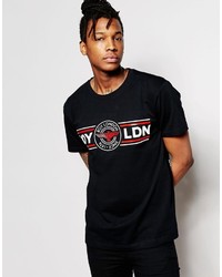 schwarzes T-Shirt mit einem Rundhalsausschnitt von Boy London