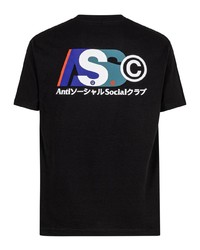 schwarzes T-Shirt mit einem Rundhalsausschnitt von Anti Social Social Club