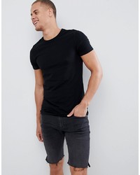 schwarzes T-Shirt mit einem Rundhalsausschnitt von Burton Menswear