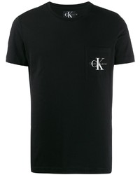 schwarzes T-Shirt mit einem Rundhalsausschnitt von Calvin Klein Jeans