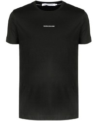 schwarzes T-Shirt mit einem Rundhalsausschnitt von Calvin Klein Jeans