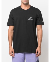 schwarzes T-Shirt mit einem Rundhalsausschnitt von adidas