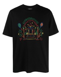 schwarzes T-Shirt mit einem Rundhalsausschnitt von Casablanca
