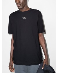 schwarzes T-Shirt mit einem Rundhalsausschnitt von Y-3