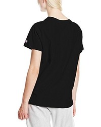 schwarzes T-Shirt mit einem Rundhalsausschnitt von Champion Reverse Weave