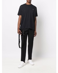 schwarzes T-Shirt mit einem Rundhalsausschnitt von Raf Simons X Fred Perry