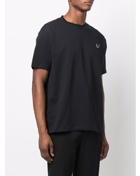 schwarzes T-Shirt mit einem Rundhalsausschnitt von Raf Simons X Fred Perry