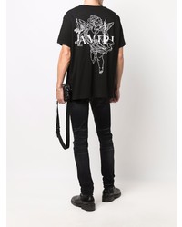 schwarzes T-Shirt mit einem Rundhalsausschnitt von Amiri