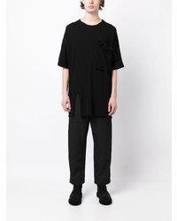 schwarzes T-Shirt mit einem Rundhalsausschnitt von Yohji Yamamoto