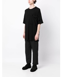 schwarzes T-Shirt mit einem Rundhalsausschnitt von Yohji Yamamoto