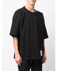 schwarzes T-Shirt mit einem Rundhalsausschnitt von Maison Mihara Yasuhiro