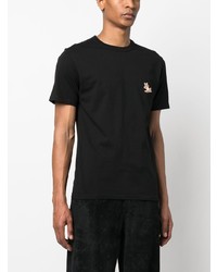 schwarzes T-Shirt mit einem Rundhalsausschnitt von MAISON KITSUNÉ