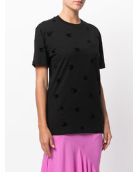 schwarzes T-Shirt mit einem Rundhalsausschnitt von McQ Alexander McQueen