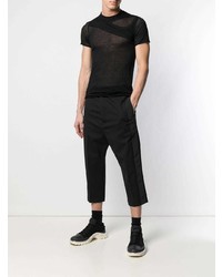 schwarzes T-Shirt mit einem Rundhalsausschnitt von Rick Owens