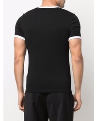 schwarzes T-Shirt mit einem Rundhalsausschnitt von Courrèges