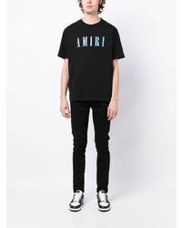 schwarzes T-Shirt mit einem Rundhalsausschnitt von Amiri