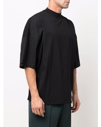 schwarzes T-Shirt mit einem Rundhalsausschnitt von Jil Sander