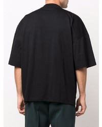 schwarzes T-Shirt mit einem Rundhalsausschnitt von Jil Sander