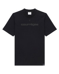 schwarzes T-Shirt mit einem Rundhalsausschnitt von Courrèges