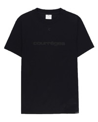schwarzes T-Shirt mit einem Rundhalsausschnitt von Courrèges