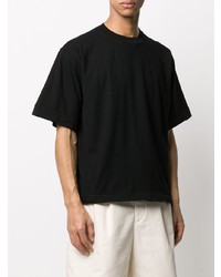 schwarzes T-Shirt mit einem Rundhalsausschnitt von Jil Sander