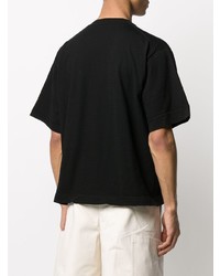 schwarzes T-Shirt mit einem Rundhalsausschnitt von Jil Sander