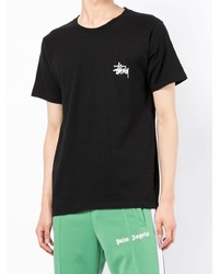 schwarzes T-Shirt mit einem Rundhalsausschnitt von Stussy