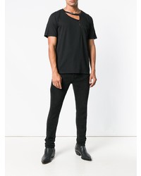 schwarzes T-Shirt mit einem Rundhalsausschnitt von Saint Laurent