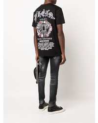 schwarzes T-Shirt mit einem Rundhalsausschnitt von Philipp Plein