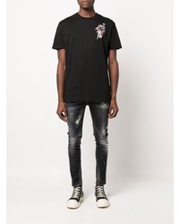 schwarzes T-Shirt mit einem Rundhalsausschnitt von Philipp Plein