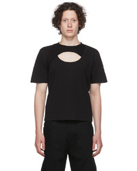 schwarzes T-Shirt mit einem Rundhalsausschnitt von Dion Lee