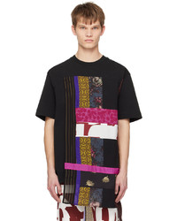 schwarzes T-Shirt mit einem Rundhalsausschnitt von Dries Van Noten