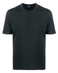 schwarzes T-Shirt mit einem Rundhalsausschnitt von Drumohr