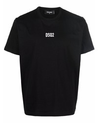 schwarzes T-Shirt mit einem Rundhalsausschnitt von DSQUARED2