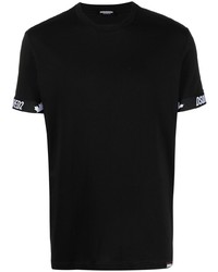 schwarzes T-Shirt mit einem Rundhalsausschnitt von DSQUARED2