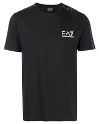 schwarzes T-Shirt mit einem Rundhalsausschnitt von Ea7 Emporio Armani